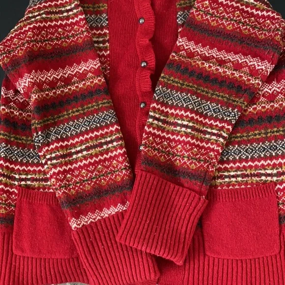 Eddie Bauer Winter Cardigan with Ruffled Neck and Placket—L - Picture 5 of 8